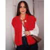 imageFlygo Womens Sleeveless Crop Chunky Knit Cardigan Trendy Button Down Cropped Knitted Sweater Vest Tops with PocketsRed
