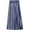 imageFlygo Womens Vintage High Waisted Pleated Velvet Midi SkirtBlue