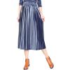 imageFlygo Womens Vintage High Waisted Pleated Velvet Midi SkirtBlue