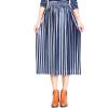 imageFlygo Womens Vintage High Waisted Pleated Velvet Midi SkirtBlue
