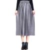 imageFlygo Womens Vintage High Waisted Pleated Velvet Midi SkirtGrey