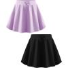 imageFlygo 2 Pack Girls Skirts Mini Skorts Pleated Flare High Waist Athletic Tennis Uniform Skirt Built in Shorts with PocketsBlacklightpurple