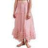 imageFlygo Girls Tulle Skirt ALine Long Ruffle Tiered Mesh Tutu Skirt Maxi High Elastic Waist Pleated Layered SkirtsLightpink