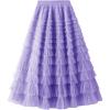 imageFlygo Tulle Skirts for Girls Long Tutu Skirt A Line Layered Ruffle Tiered Mesh Maxi Skirt Petticoat 514 YearsPurple