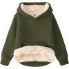 imageFlygo Unisex Boys Girls Fleece Lined Sherpa Hoodie Kids Warm Winter Hoodies Pullover Hooded Sweatshirt Sweater 413YArmy Green