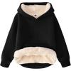 imageFlygo Unisex Boys Girls Fleece Lined Sherpa Hoodie Kids Warm Winter Hoodies Pullover Hooded Sweatshirt Sweater 413YBlack