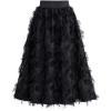 imageFlygo Womens ALine Elastic High Waisted Pleated Flared Retro Midi Swing SkirtBlack