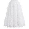 imageFlygo Womens ALine Elastic High Waisted Pleated Flared Retro Midi Swing SkirtWhite
