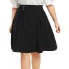 imageFlygo Womens ALine High Waisted Button Front Belted Pleated Skater Skirts Midi Knee Length SkirtBlack