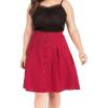 imageFlygo Womens ALine High Waisted Button Front Belted Pleated Skater Skirts Midi Knee Length SkirtRed