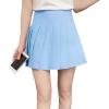 imageFlygo Womens Casual Elastic High Waist Pleated Slim Mini Aline SkirtBlue