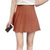 imageFlygo Womens Casual Elastic High Waist Pleated Slim Mini Aline SkirtCaramel
