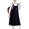 imageFlygo Womens Casual Loose Button Front ALine Long Midi Corduroy Jumper Pinafore Overall DressBlack