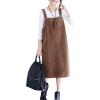 imageFlygo Womens Casual Loose Button Front ALine Long Midi Corduroy Jumper Pinafore Overall DressCoffee