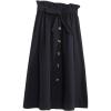 imageFlygo Womens Casual Summer Button Front High Waist Belted Knee Length SkirtBlack