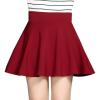 imageFlygo Womens Classic High Waist Above Knee Solid Color Flared A Line Mini Skirt SkortWine Red