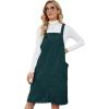 imageFlygo Womens Corduroy Jumper Overall Pinafore Midi Dress Skirt with PocketsDark Green