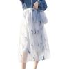 imageFlygo Womens Elastic High Waisted Layered Mesh Tulle Party Long SkirtWhite