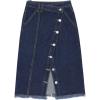imageFlygo Womens High Waist A Line Midi Denim SkirtDark Blue