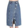 imageFlygo Womens High Waist A Line Midi Denim SkirtLight Blue