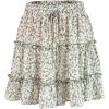 imageFlygo Womens High Waist Boho ALine Ruffle Frill Pleated Flare Short SkirtGreen