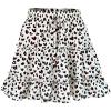 imageFlygo Womens High Waist Boho ALine Ruffle Frill Pleated Flare Short SkirtLeopard