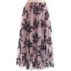 imageFlygo Womens Midi Long Tulle Skirts Dressy Casual Elegant ALine Elastic Waist Foliage Embroidery Mesh SkirtPink