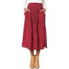 imageFlygo Womens Polka Dot Mid Length Pleated Skirt High Waisted Swing Skirts with PocketsRed