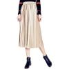 imageFlygo Womens Vintage High Waisted Pleated Velvet Midi SkirtApricot