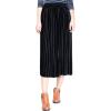 imageFlygo Womens Vintage High Waisted Pleated Velvet Midi SkirtBlack