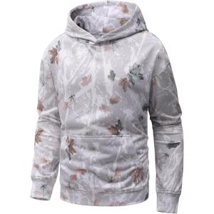 imageFlygo Mens Camo Hoodie Maple Leaf Print Hooded Sweatshirt Oversized Casual Long Sleeve Graphic Hoodies Fashion PulloverMaple Leaf Grey