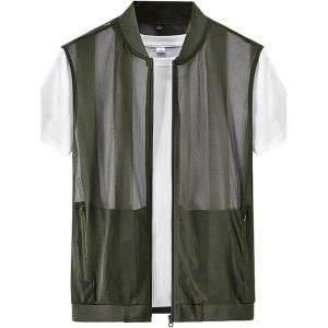 imageFlygo Mens Summer Casual Lightweight Breathable Mesh Cycling Travel Zip Vest02 Army Green