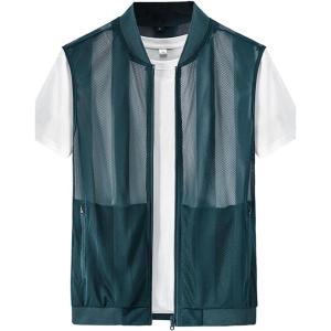 imageFlygo Mens Summer Casual Lightweight Breathable Mesh Cycling Travel Zip Vest02 Blue