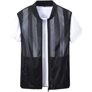 imageFlygo Mens Summer Casual Lightweight Breathable Mesh Cycling Travel Zip VestBlack