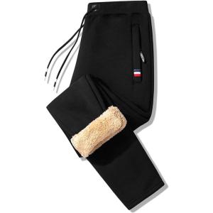 imageFlygo Mens Warm Fleece Pants Sherpa Lined Active Running Camping Sweatpants2 Black