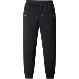 imageFlygo Mens Warm Fleece Pants Sherpa Lined Active Running Camping SweatpantsBlack