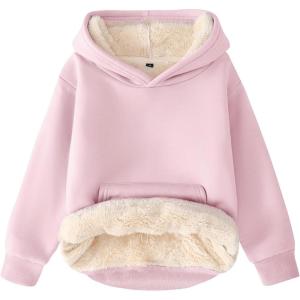 imageFlygo Unisex Boys Girls Fleece Lined Sherpa Hoodie Kids Warm Winter Hoodies Pullover Hooded Sweatshirt Sweater 413YPink
