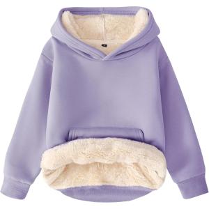 imageFlygo Unisex Boys Girls Fleece Lined Sherpa Hoodie Kids Warm Winter Hoodies Pullover Hooded Sweatshirt Sweater 413YPurple