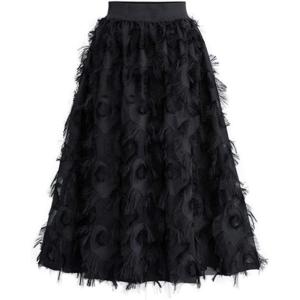imageFlygo Womens ALine Elastic High Waisted Pleated Flared Retro Midi Swing SkirtBlack
