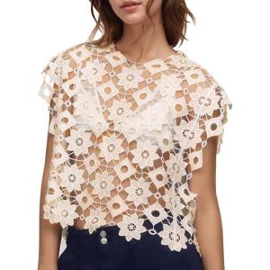imageFlygo Womens Hollow Out Floral Lace Vest Cropped Embroideried Summer Crochet Coverup 2025 Trendy Blouse TopsBeige