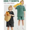 imageFlygo 3 Pack Boys Girls TShirts Cotton Acid Washed Oversized Tee Shirts Kids Loose Short Sleeve Summer Basic T Shirt TopsBlackdarkgreygreen