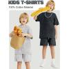 imageFlygo 3 Pack Boys Girls TShirts Cotton Acid Washed Oversized Tee Shirts Kids Loose Short Sleeve Summer Basic T Shirt TopsBlackkhakilightgrey