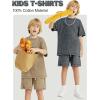 imageFlygo 3 Pack Boys Girls TShirts Cotton Acid Washed Oversized Tee Shirts Kids Loose Short Sleeve Summer Basic T Shirt TopsDarkgreygreenkhaki