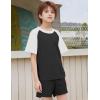 imageFlygo Boys Girls Short Pants Sets 2 Piece Raglan Crewneck Shirts Baseball Tee and Athletic Shorts Kids Active Summer OutfitsBlack