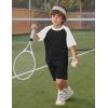 imageFlygo Boys Girls Short Pants Sets 2 Piece Raglan Crewneck Shirts Baseball Tee and Athletic Shorts Kids Active Summer OutfitsBlack