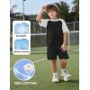 imageFlygo Boys Girls Short Pants Sets 2 Piece Raglan Crewneck Shirts Baseball Tee and Athletic Shorts Kids Active Summer OutfitsBlack