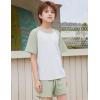 imageFlygo Boys Girls Short Pants Sets 2 Piece Raglan Crewneck Shirts Baseball Tee and Athletic Shorts Kids Active Summer OutfitsLightgreen