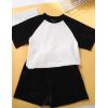 imageFlygo Boys Girls Short Pants Sets 2 Piece Raglan Crewneck Shirts Baseball Tee and Athletic Shorts Kids Active Summer OutfitsWhite