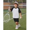 imageFlygo Boys Girls Short Pants Sets 2 Piece Raglan Crewneck Shirts Baseball Tee and Athletic Shorts Kids Active Summer OutfitsWhite
