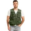 imageFlygo Mens Fishing Vest Utility Lightweight Outdoor Travel Safari Photo Cargo Vest with 16 PocketsArmy Greenmesh
